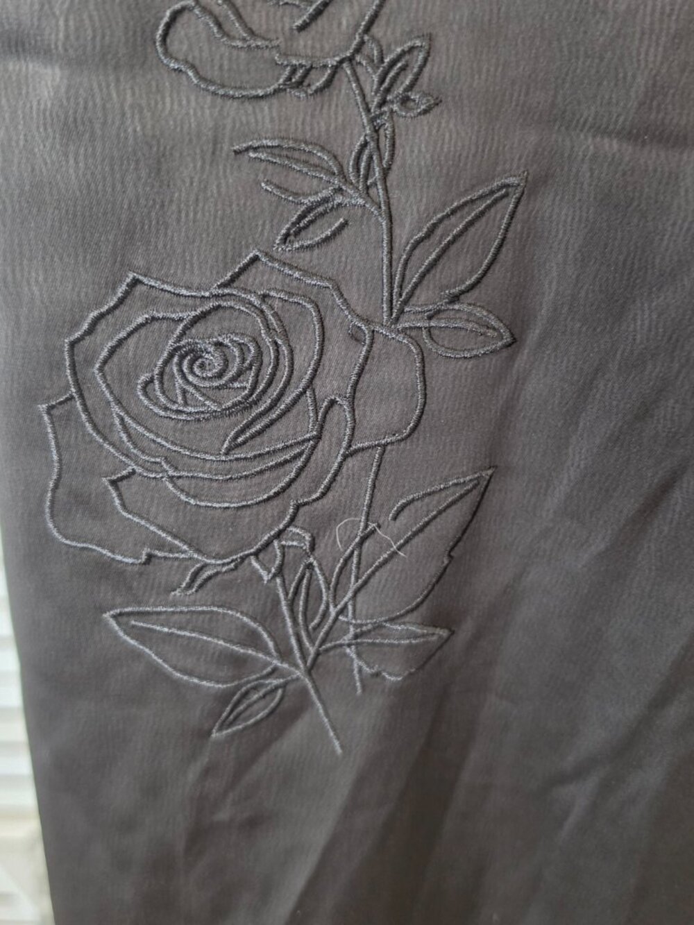 PrettyLittleThing Black Satin Corset Rose Embroidered Maxi Dress XS US 4 - Picture 4 of 10